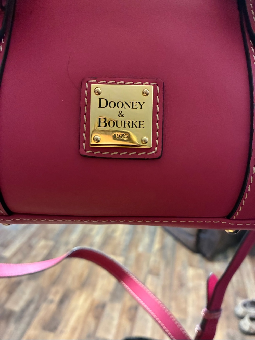 Dooney & Bourke Hot Pink Leather Crossbody with Gold Plaque
